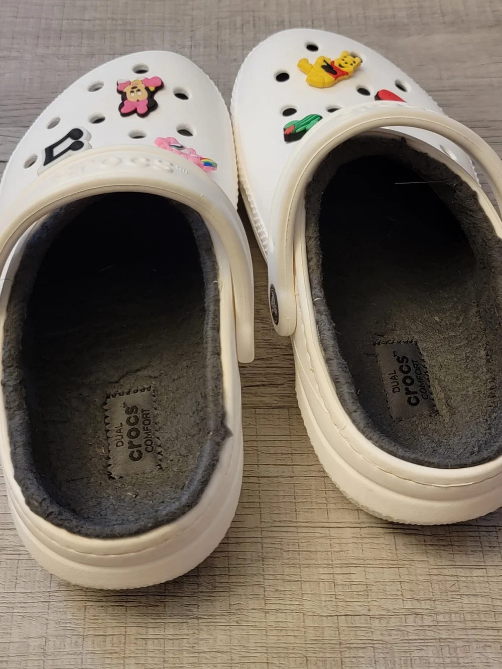 Kids White Clog Shoes with Character Charms - Comfortable Slip-On